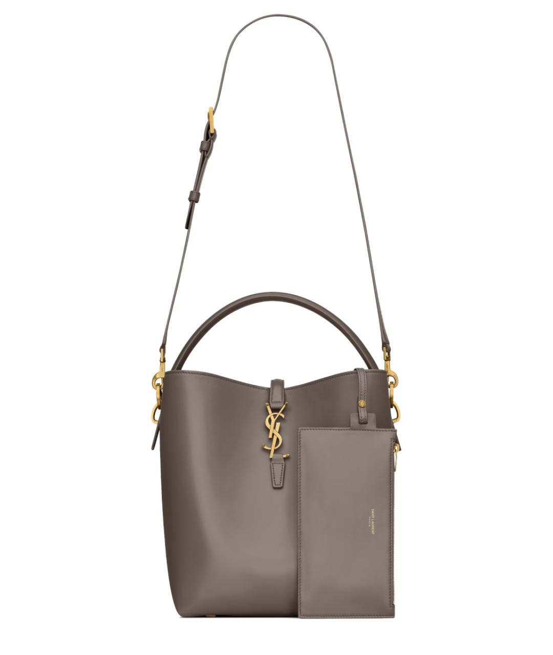 SAINT LAURENT Серая кожаная сумка через плечо, фото 3
