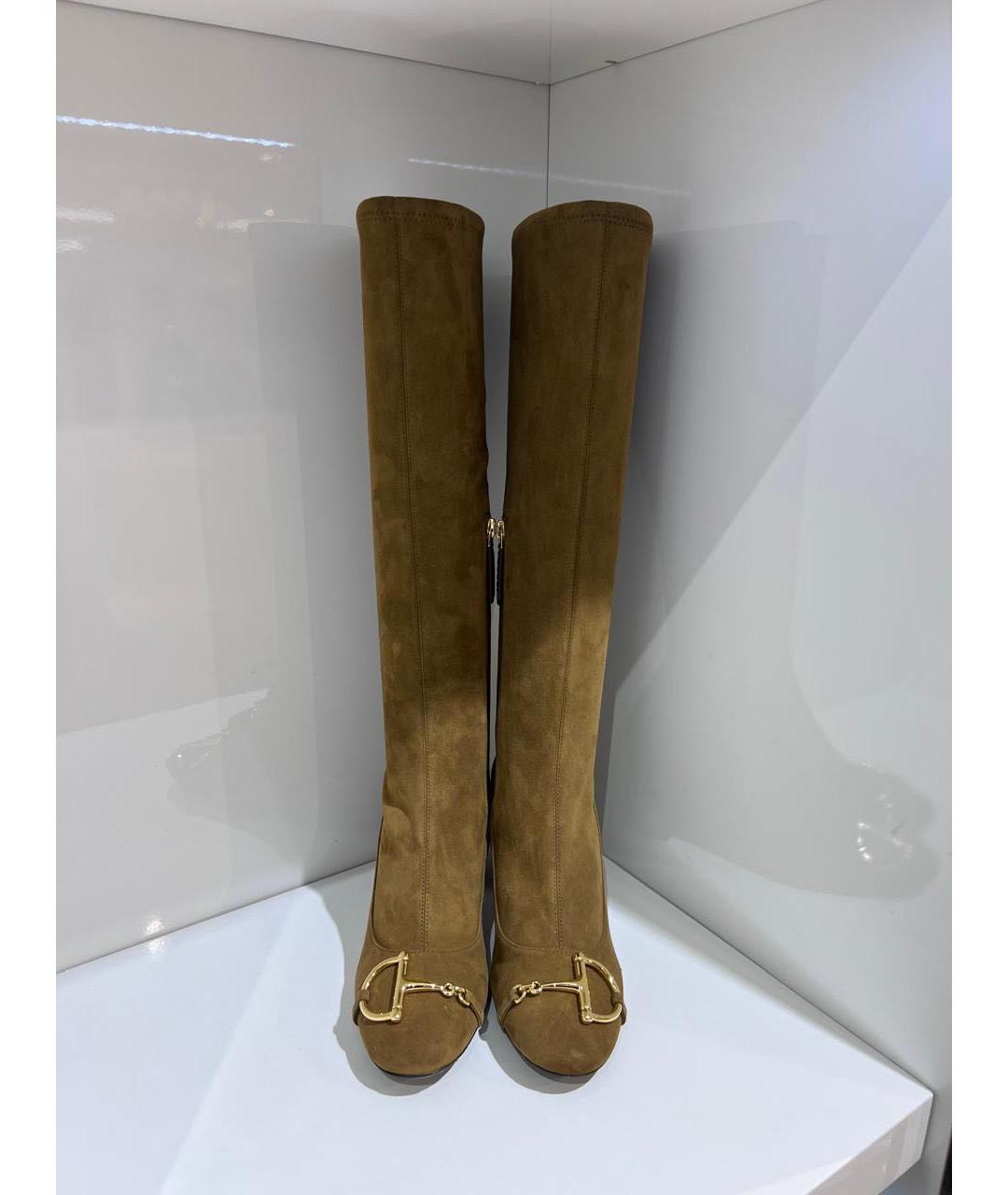 GUCCI Коричневые замшевые сапоги, фото 3