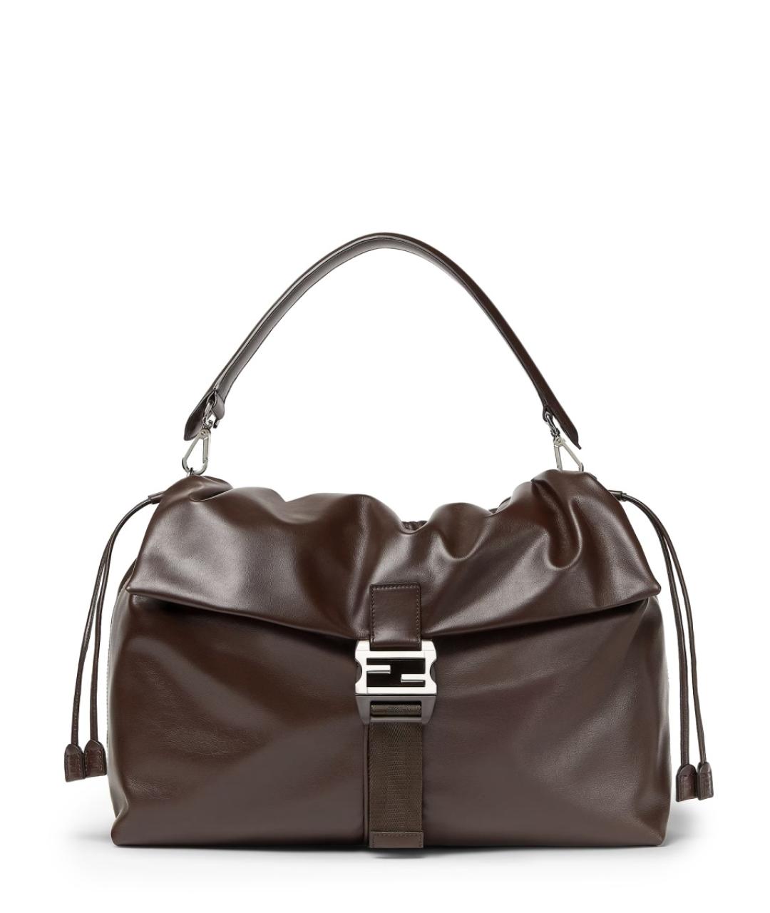FENDI Коричневая кожаная сумка на плечо, фото 1