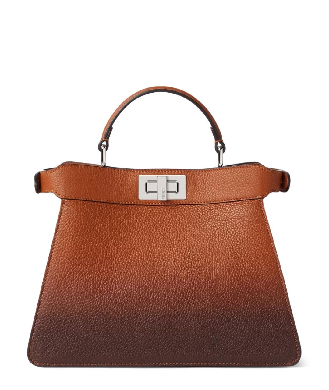 FENDI Коричневая кожаная сумка тоут, фото 3