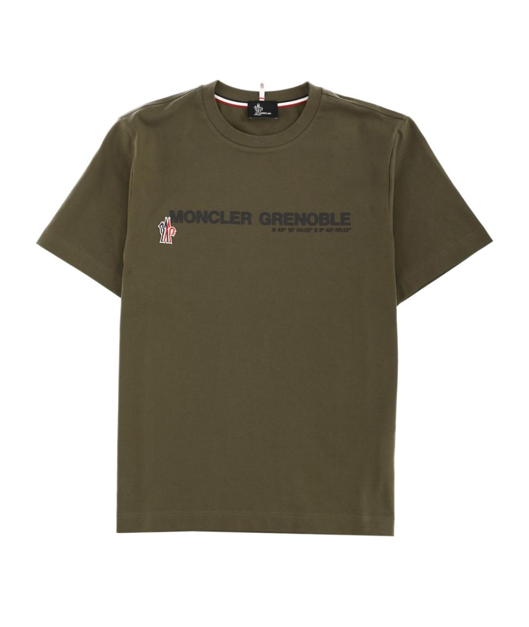 MONCLER GRENOBLE Зеленая хлопковая футболка, фото 1