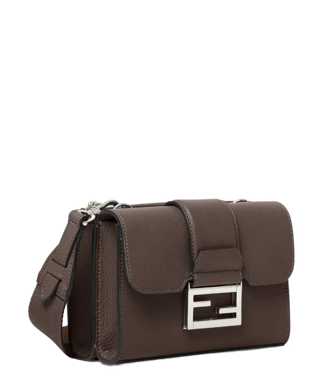 FENDI Коричневая кожаная сумка на плечо, фото 3