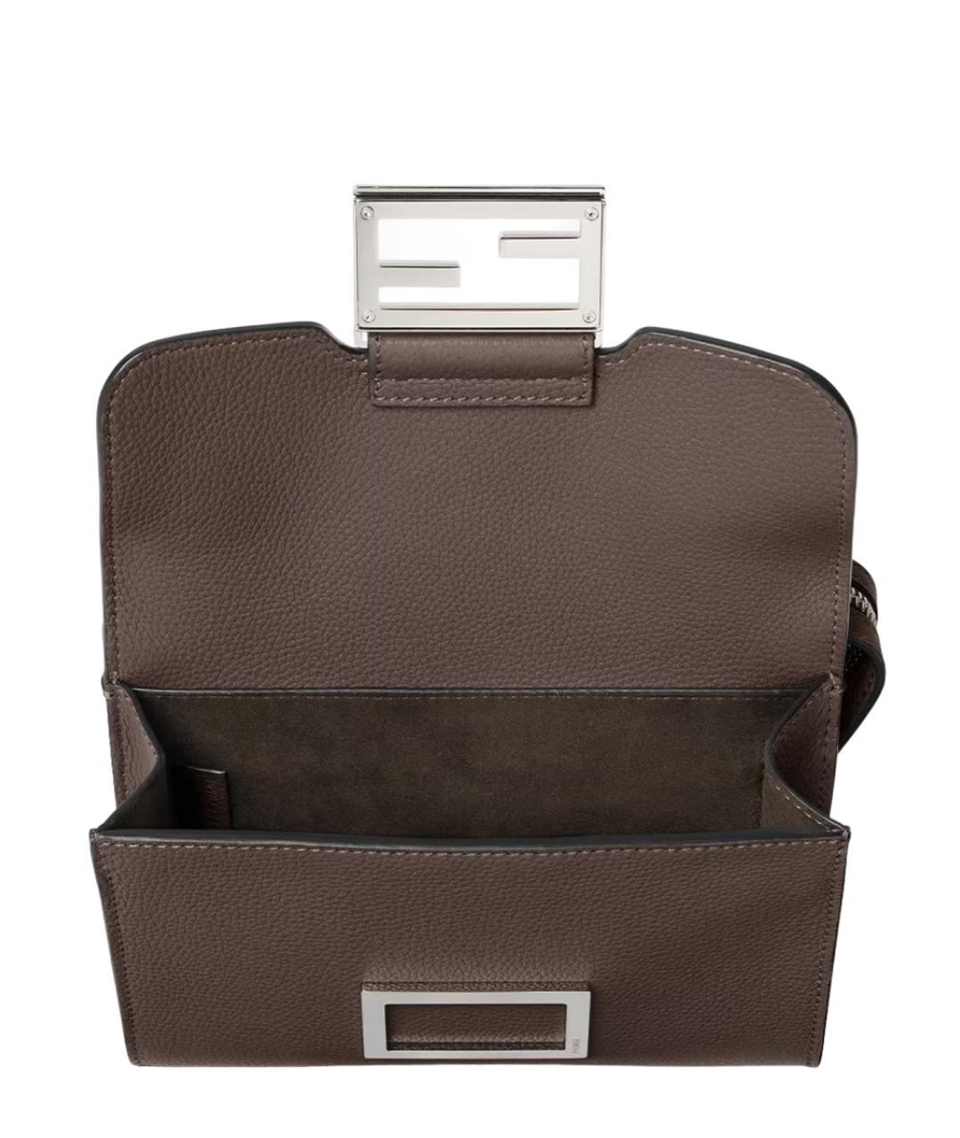 FENDI Коричневая кожаная сумка на плечо, фото 4