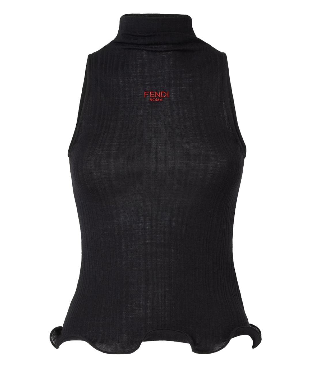FENDI Черная шерстяная майка, фото 1