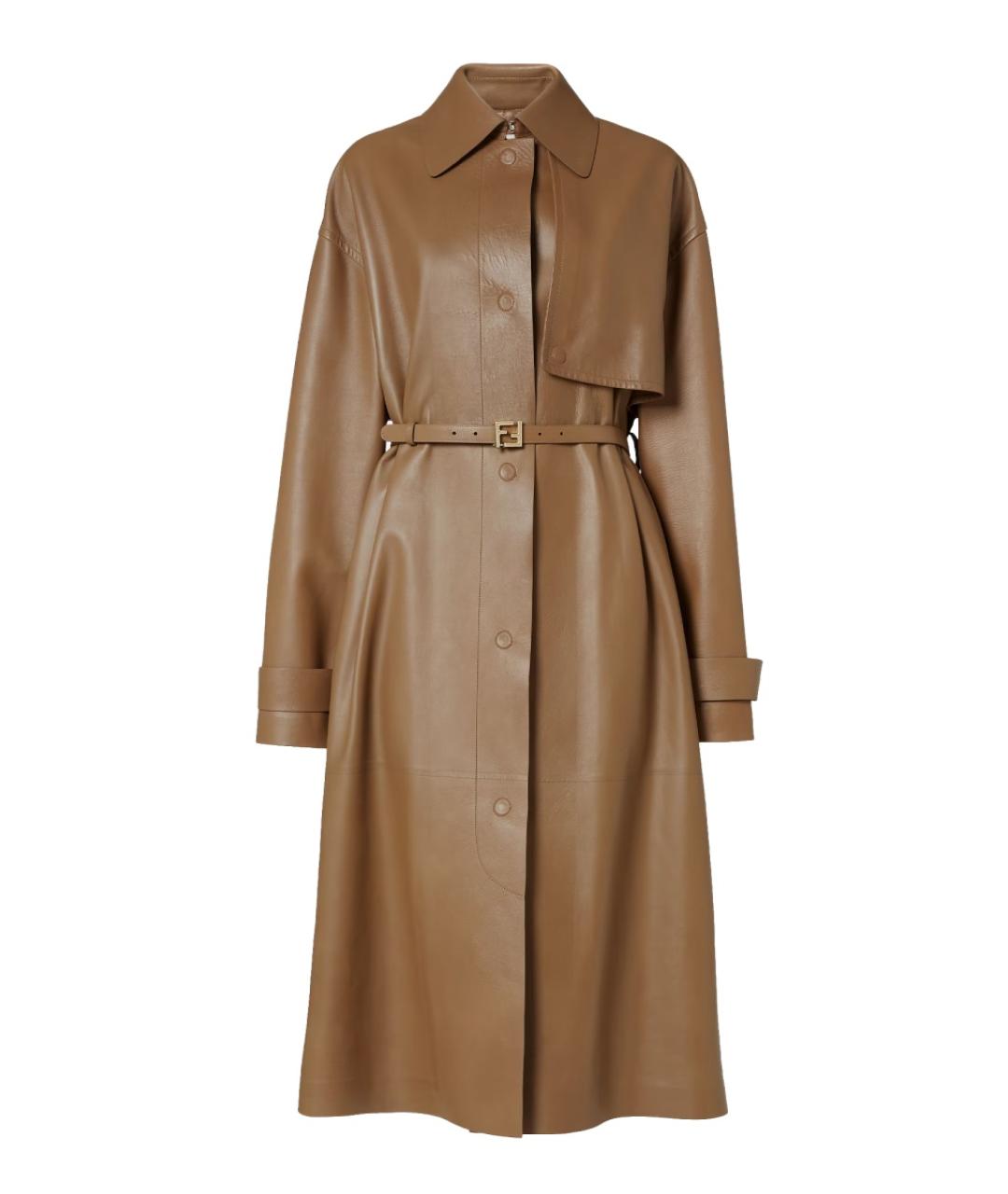 FENDI Бежевый кожаный тренч/плащ, фото 1