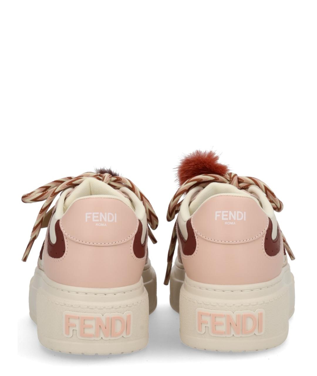 FENDI Бежевые кожаные кроссовки, фото 3