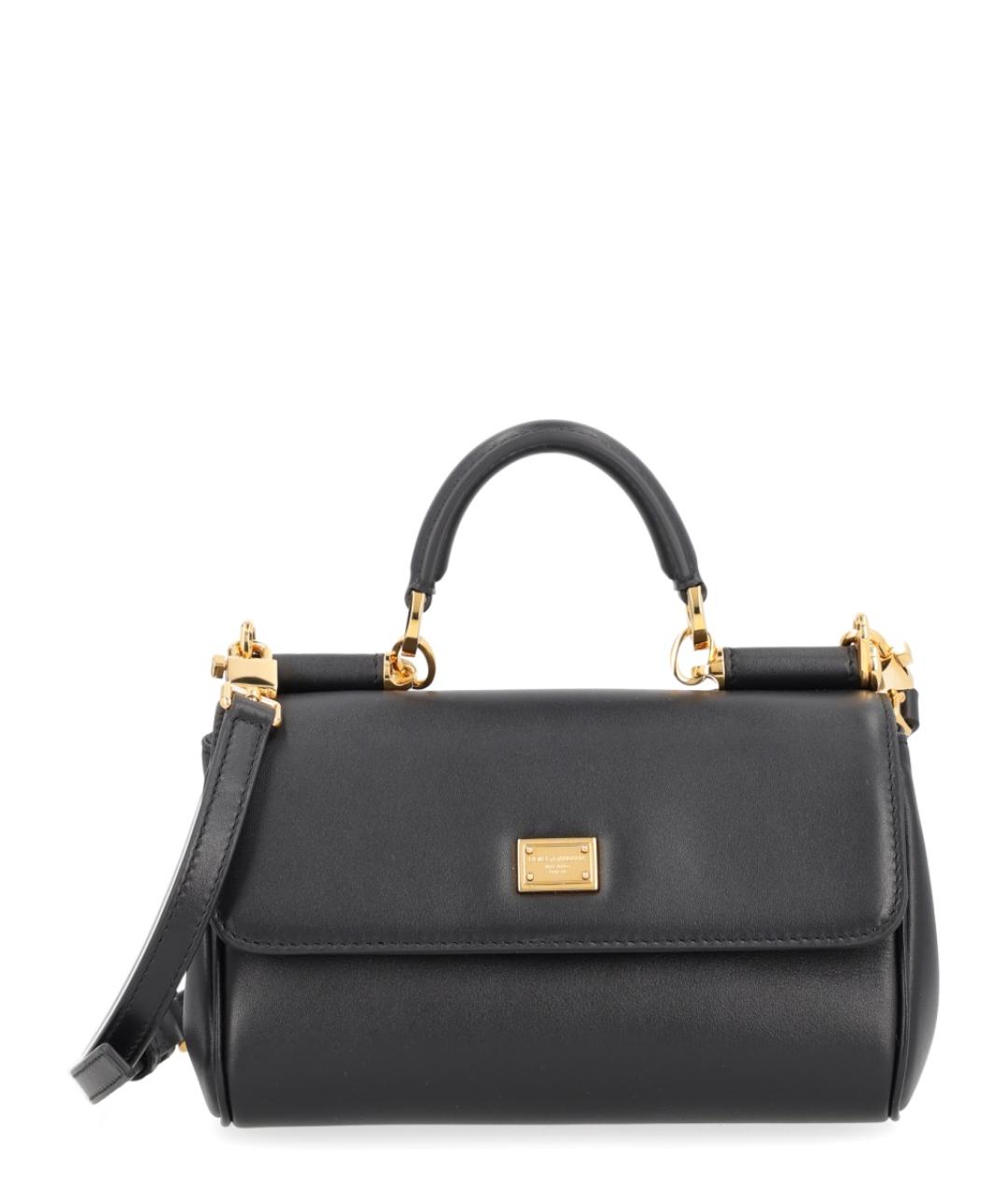 DOLCE&GABBANA Черная кожаная сумка с короткими ручками, фото 1