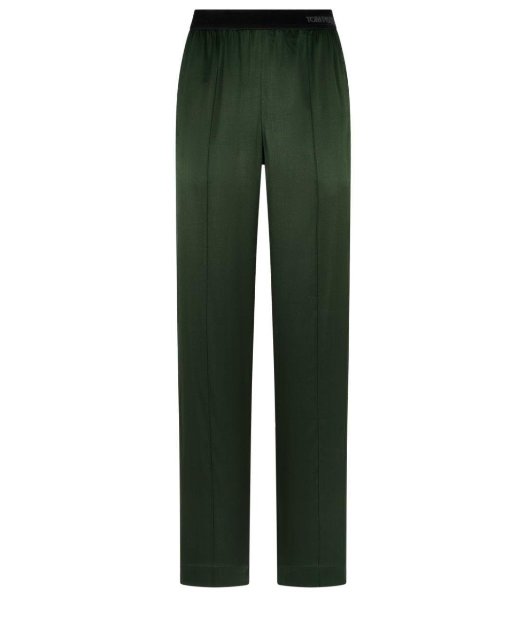 TOM FORD Зеленые шелковые прямые брюки, фото 1