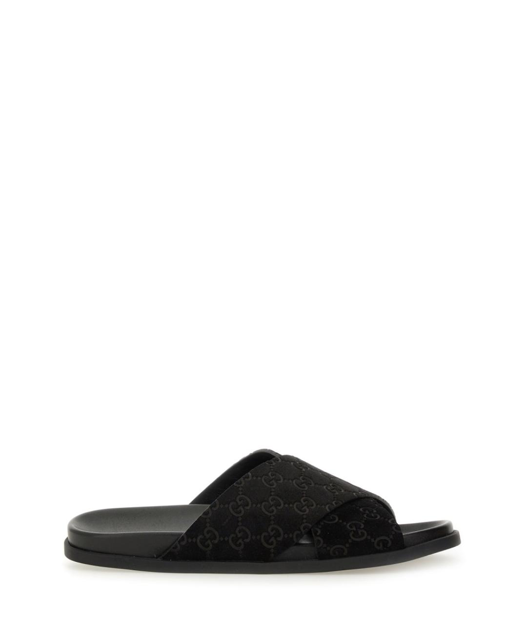 GUCCI Черные синтетические шлепанцы, фото 1