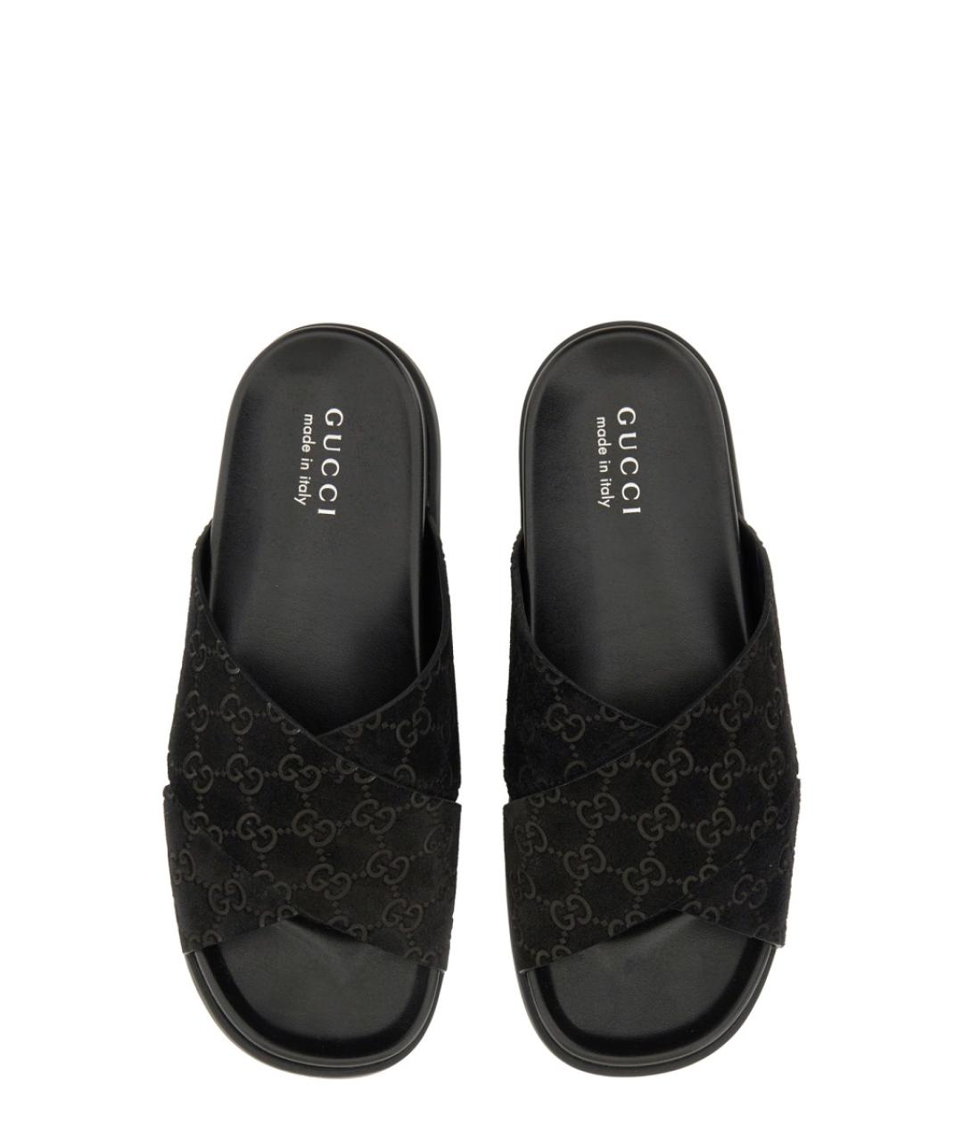 GUCCI Черные синтетические шлепанцы, фото 6