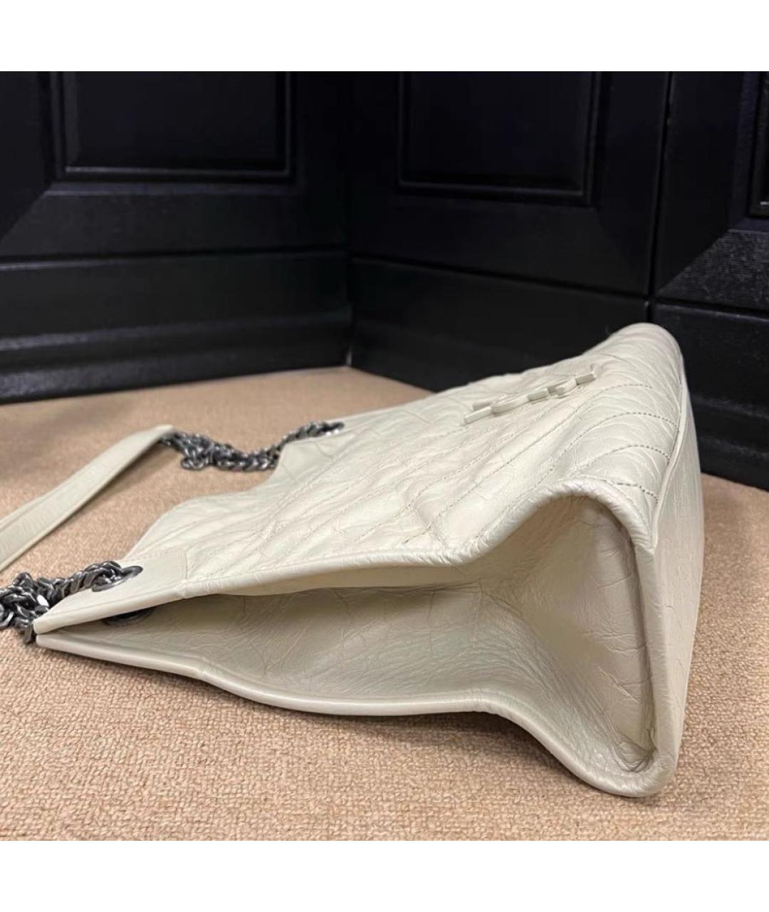 SAINT LAURENT Бежевая кожаная сумка через плечо, фото 3