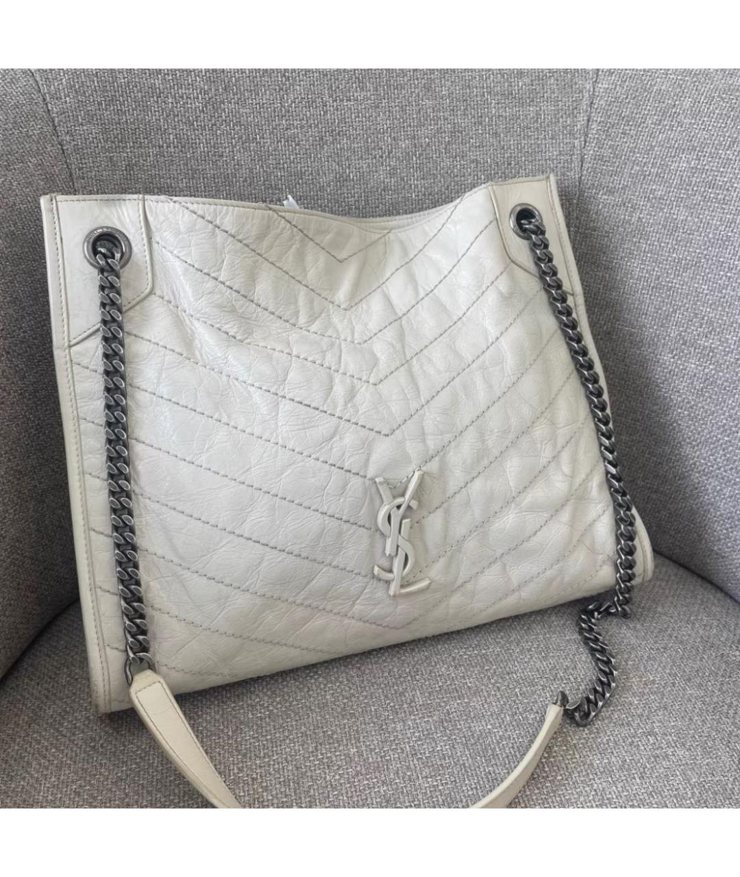 SAINT LAURENT Бежевая кожаная сумка через плечо, фото 2