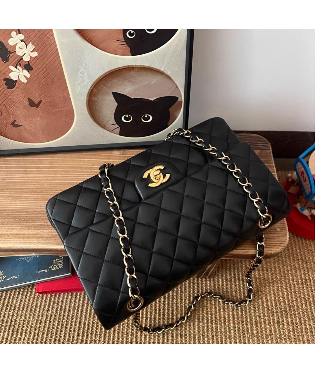 CHANEL Черная кожаная сумка через плечо, фото 6