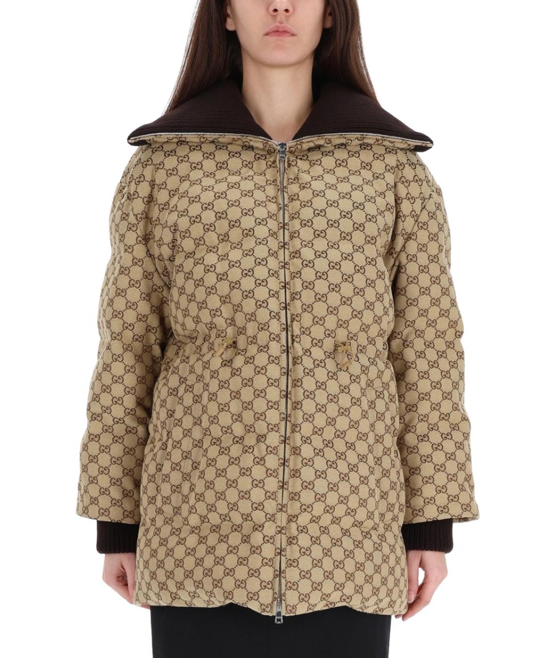 GUCCI Бежевый хлопковый пуховик, фото 1