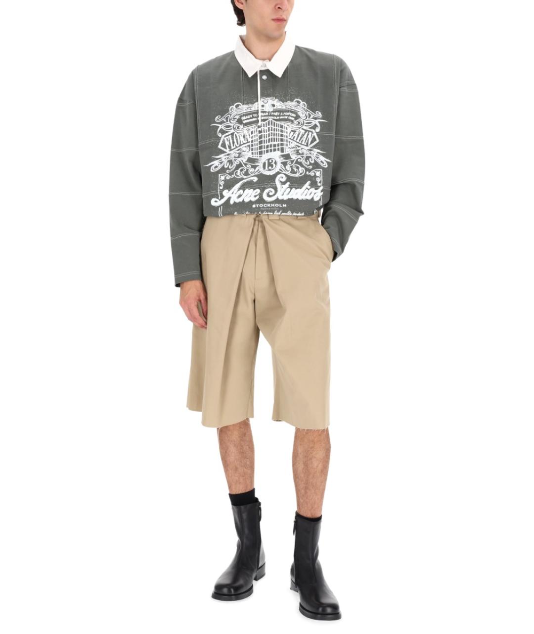 ACNE STUDIOS Зеленые хлопковое поло с длинным рукавом, фото 2