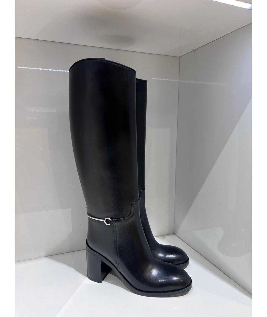 GUCCI Черные кожаные сапоги, фото 2