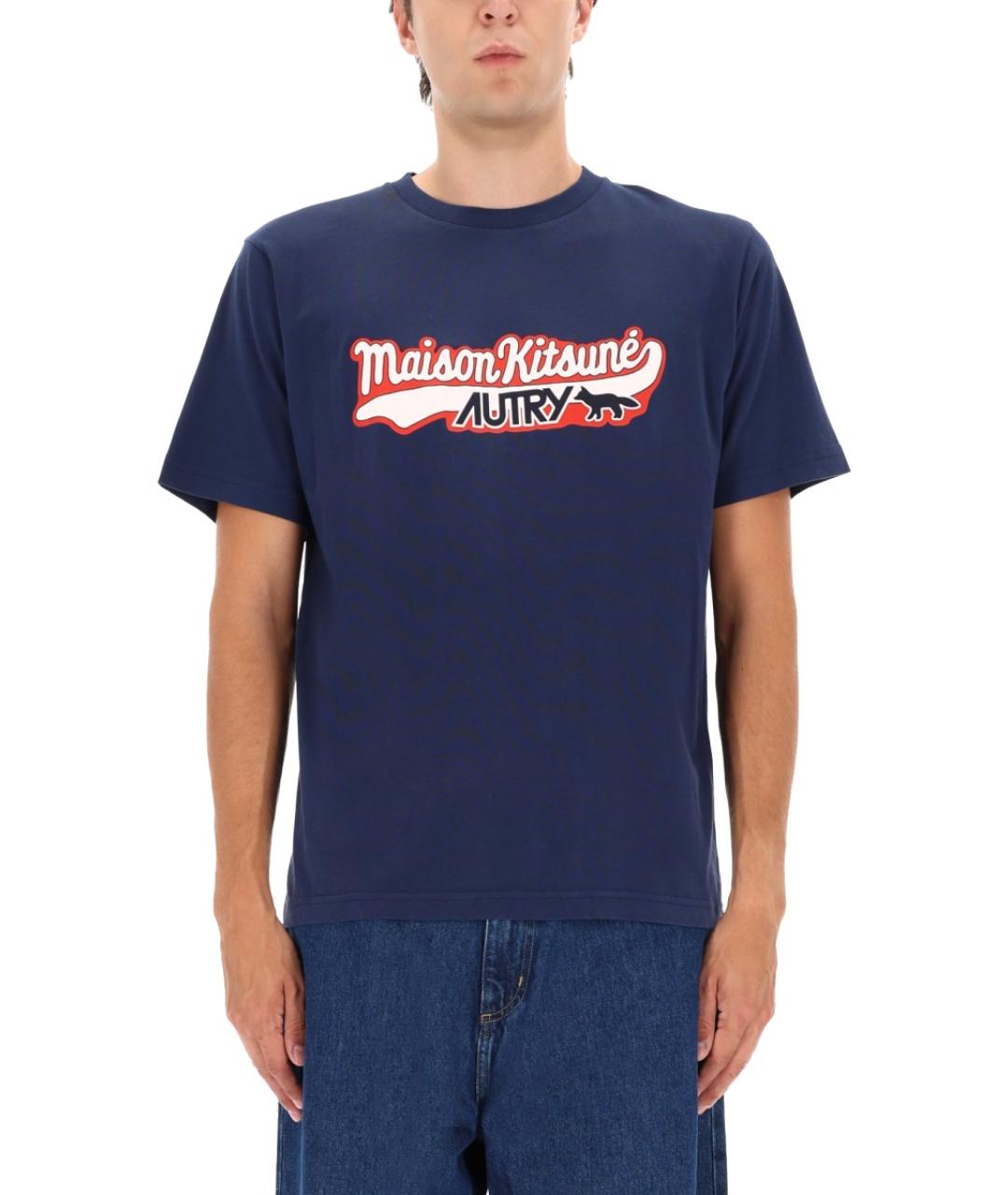 AUTRY Синяя хлопковая футболка, фото 3