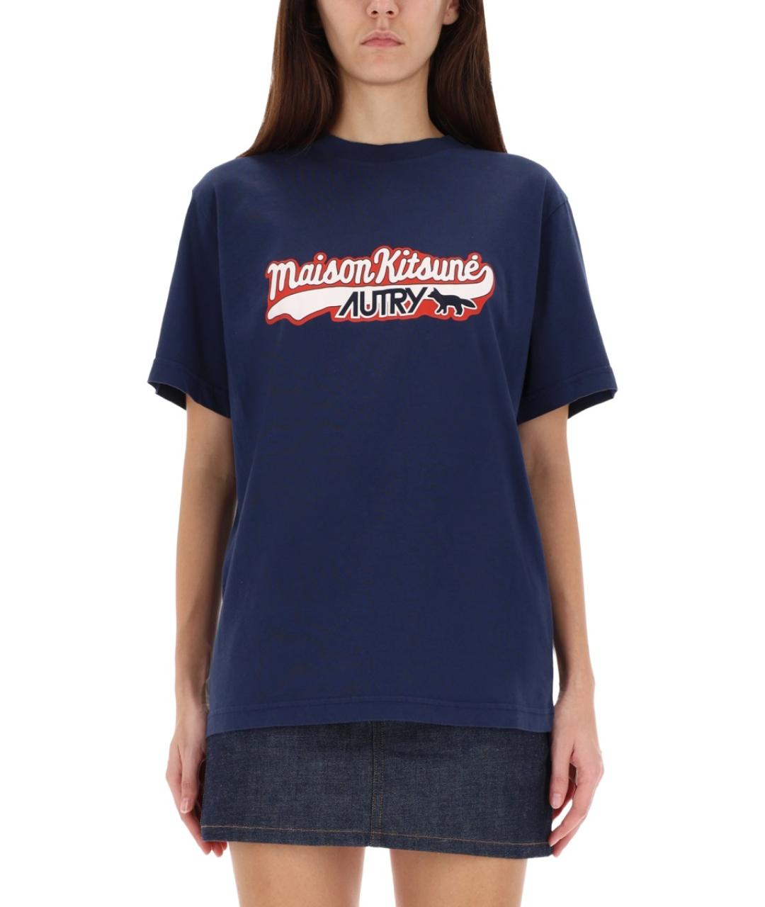 AUTRY Синяя хлопковая футболка, фото 2