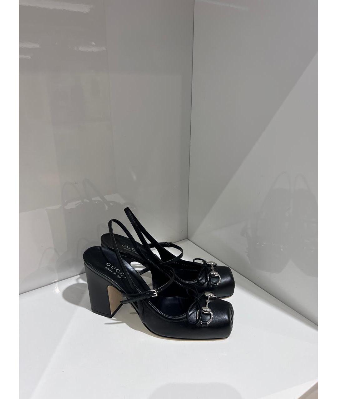 GUCCI Черные кожаные босоножки, фото 3