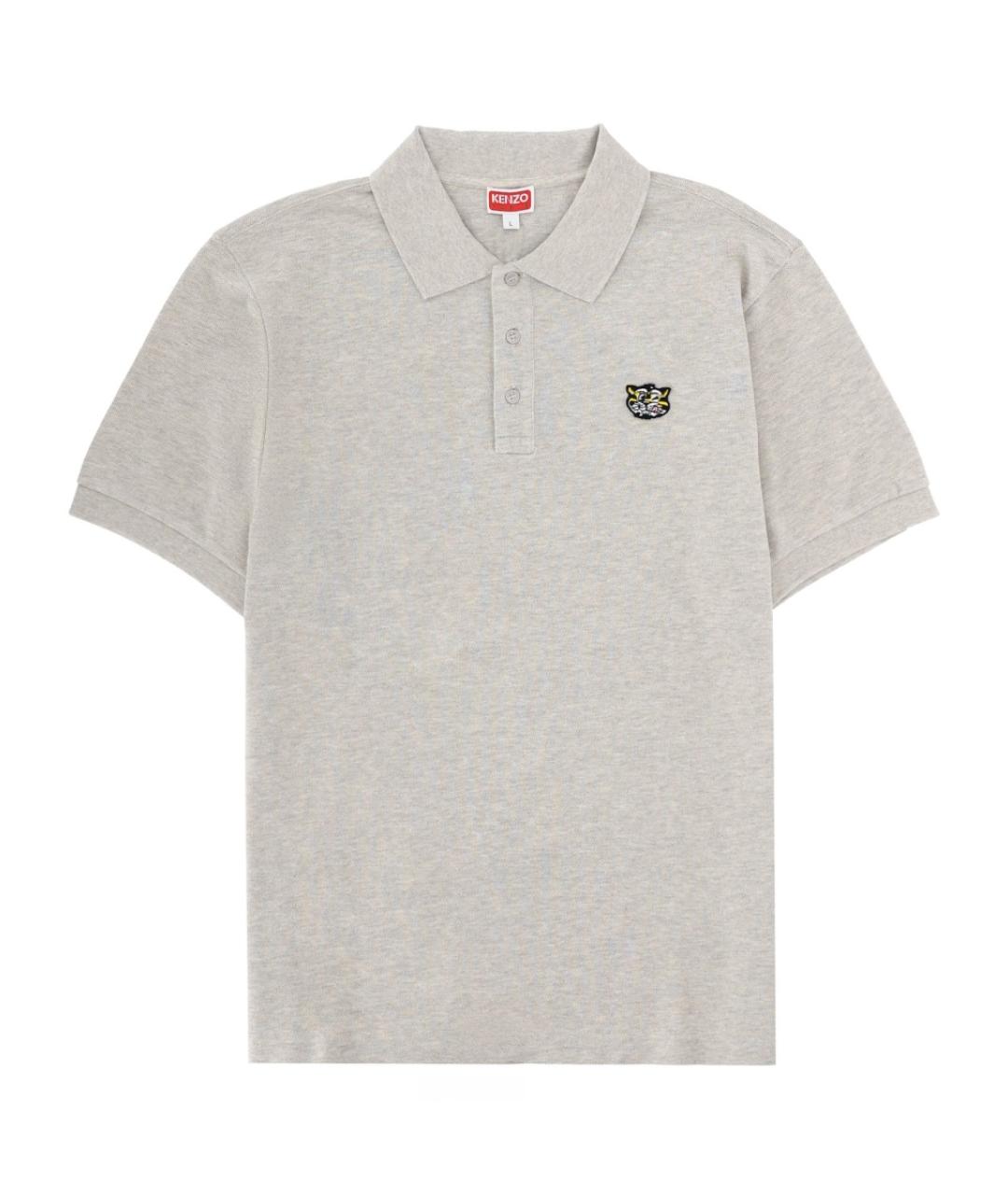 KENZO Серое хлопковое поло с коротким рукавом, фото 1