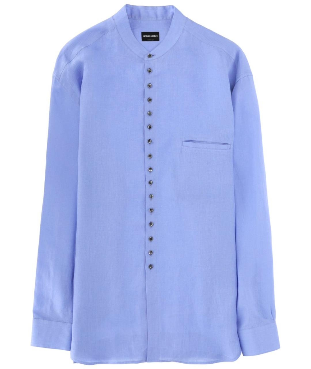 GIORGIO ARMANI Синяя льняная кэжуал рубашка, фото 1