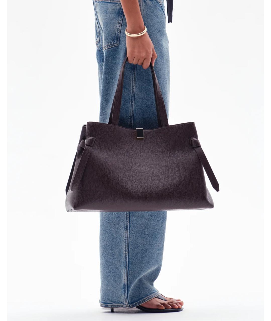 YUZEFI Коричневая кожаная сумка тоут, фото 4