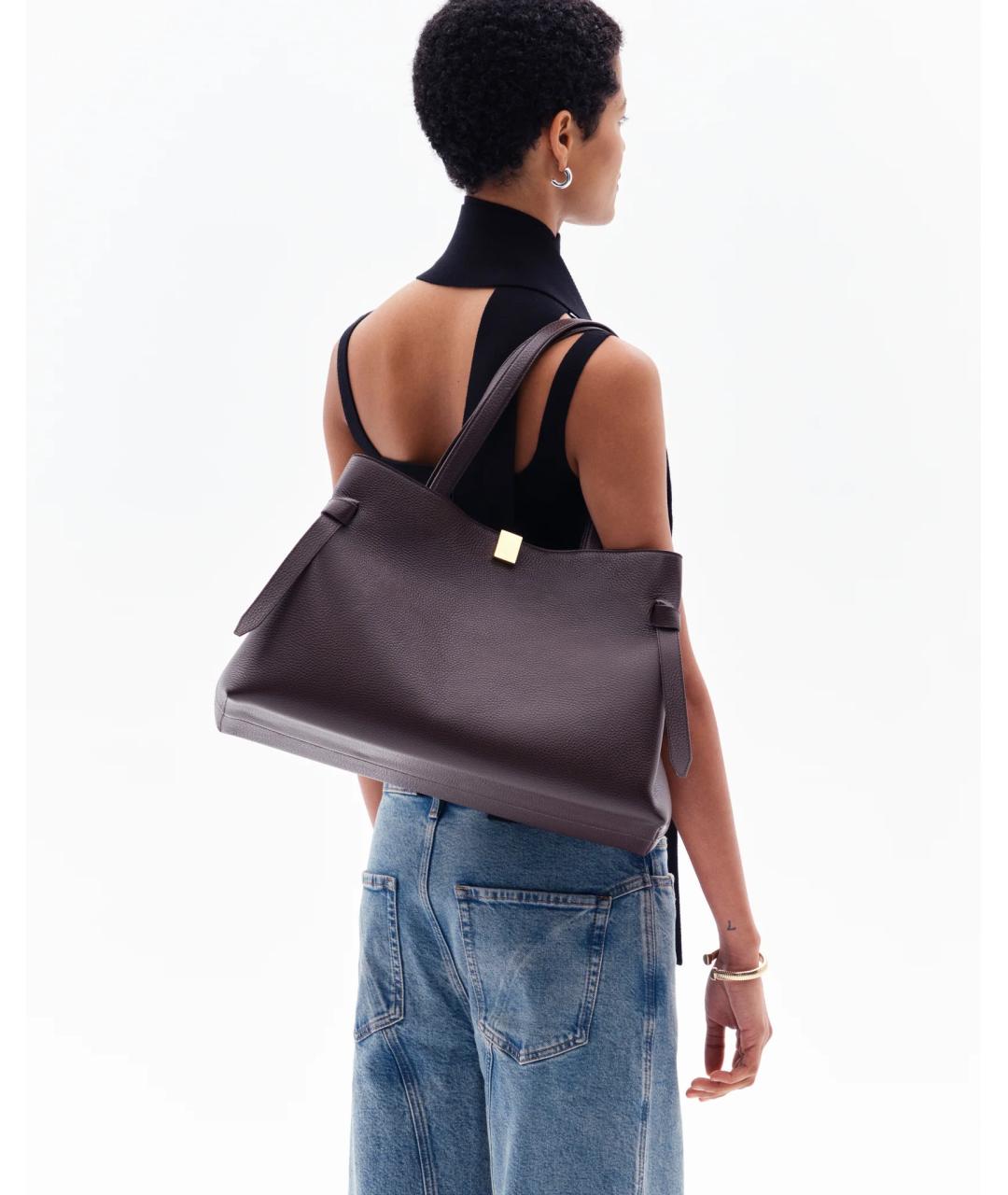 YUZEFI Коричневая кожаная сумка тоут, фото 5