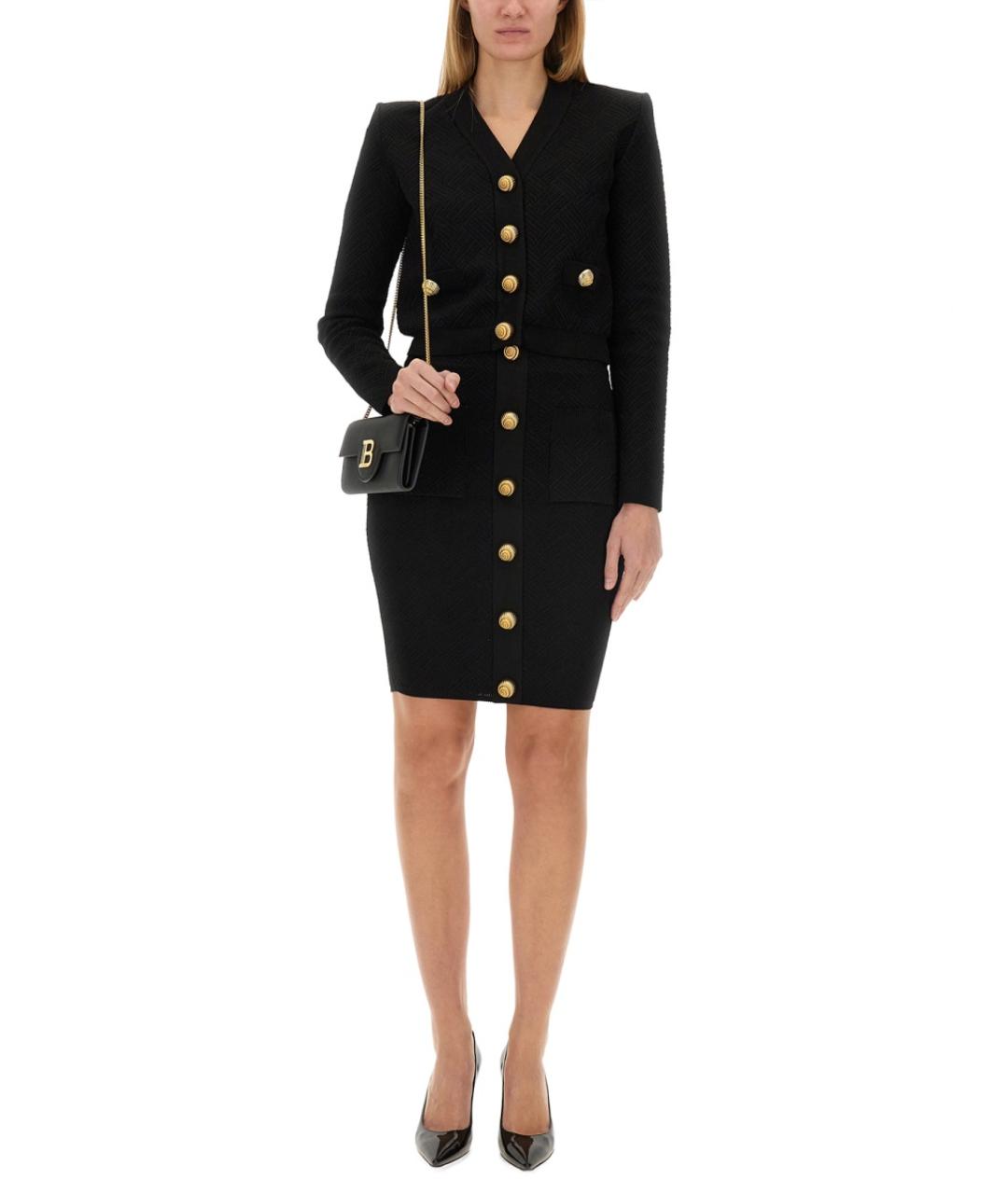 BALMAIN Черная вискозная юбка миди, фото 2