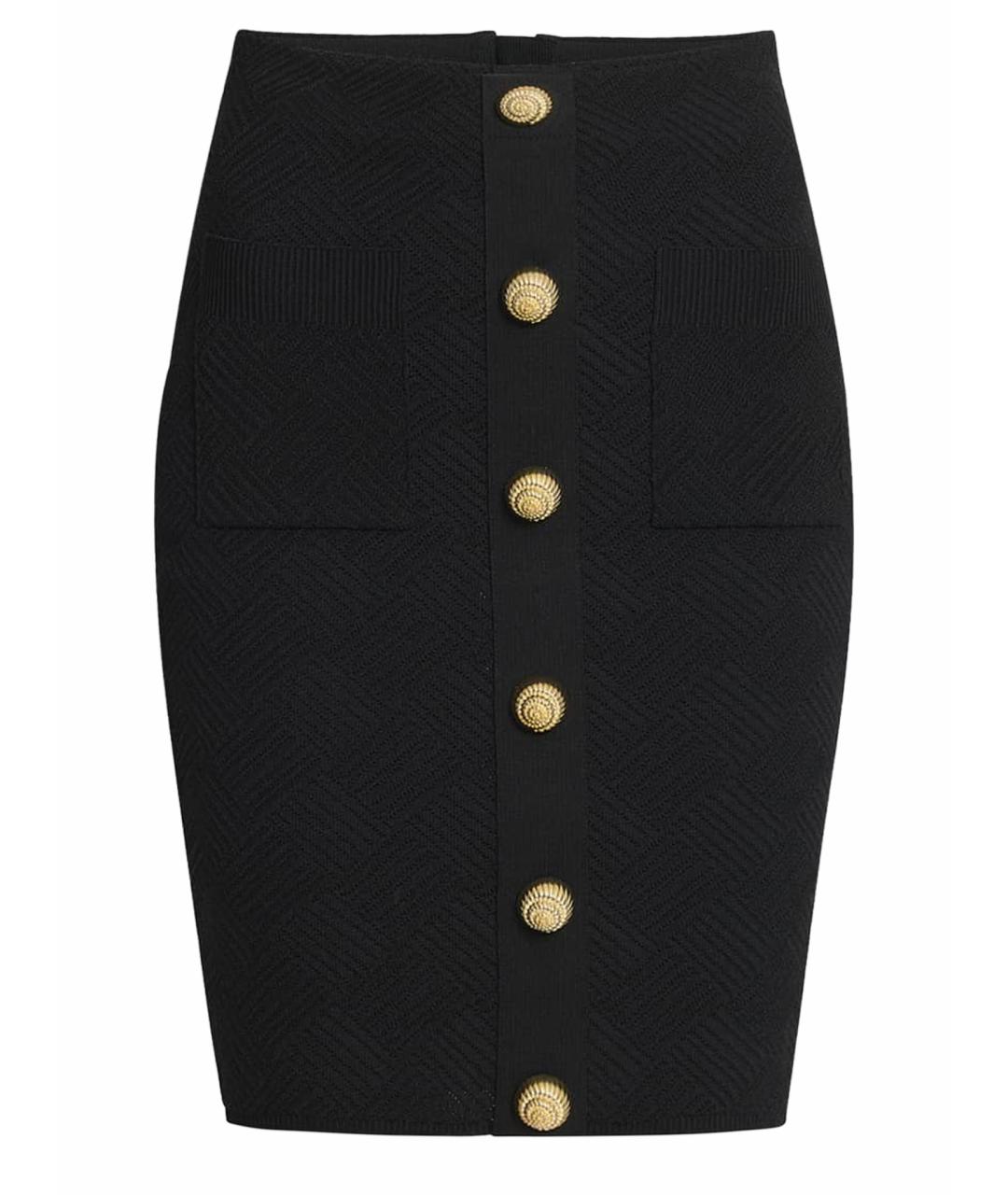 BALMAIN Черная вискозная юбка миди, фото 1
