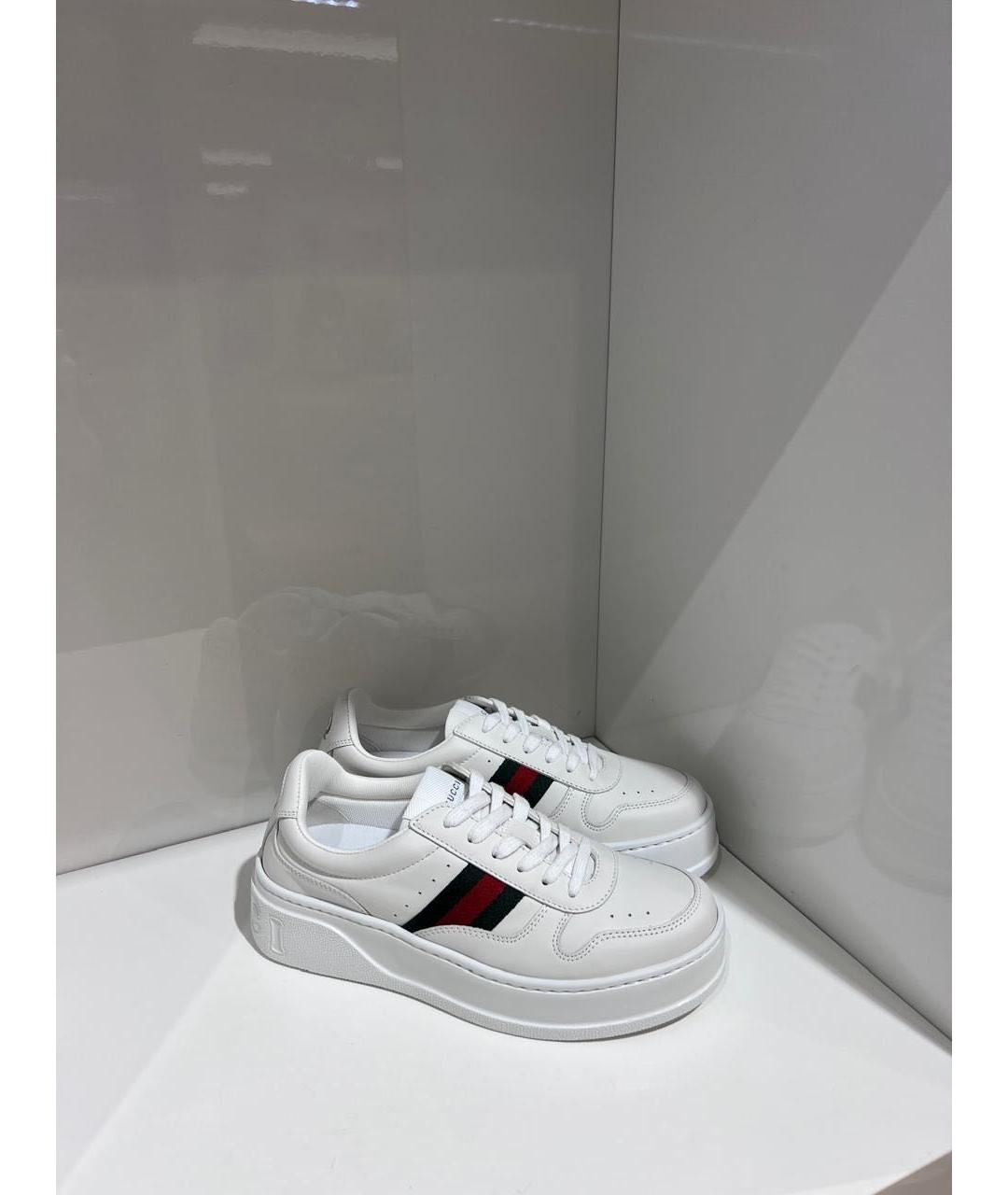 GUCCI Белые кожаные кеды, фото 2