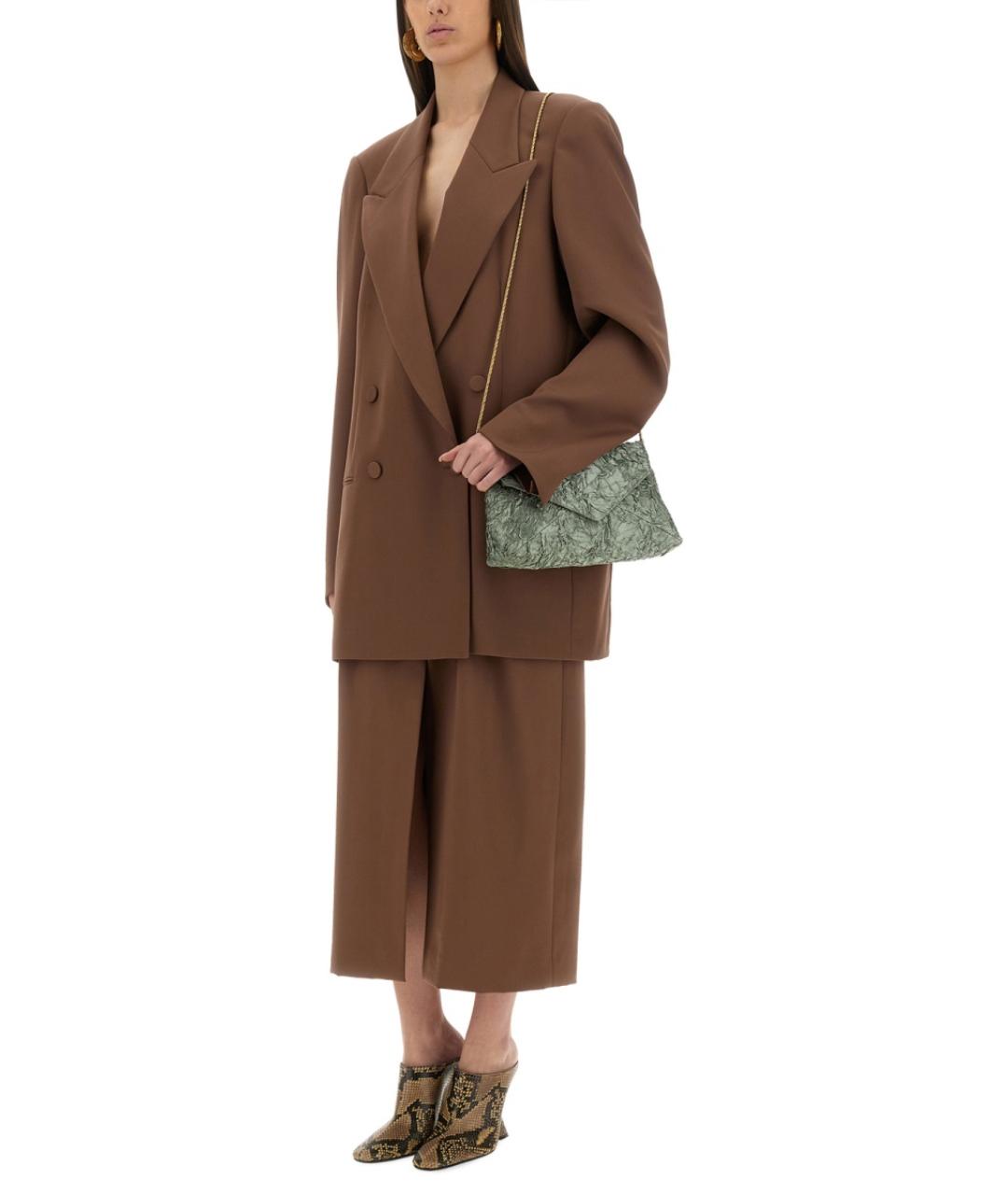 DRIES VAN NOTEN Коричневая шерстяная юбка миди, фото 2