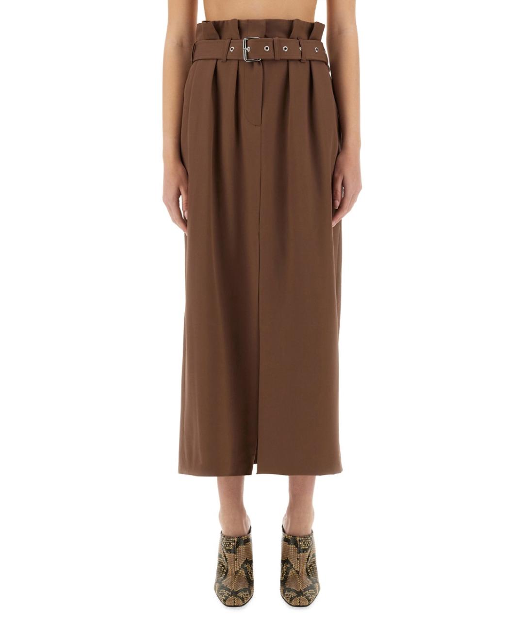 DRIES VAN NOTEN Коричневая шерстяная юбка миди, фото 5