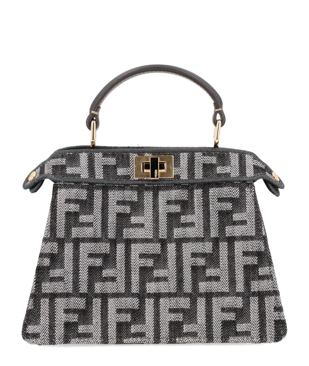 FENDI Серая хлопковая сумка через плечо, фото 1