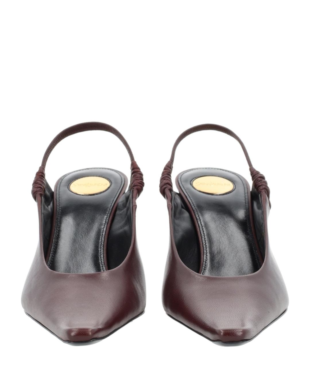 SAINT LAURENT Коричневые кожаные туфли, фото 3