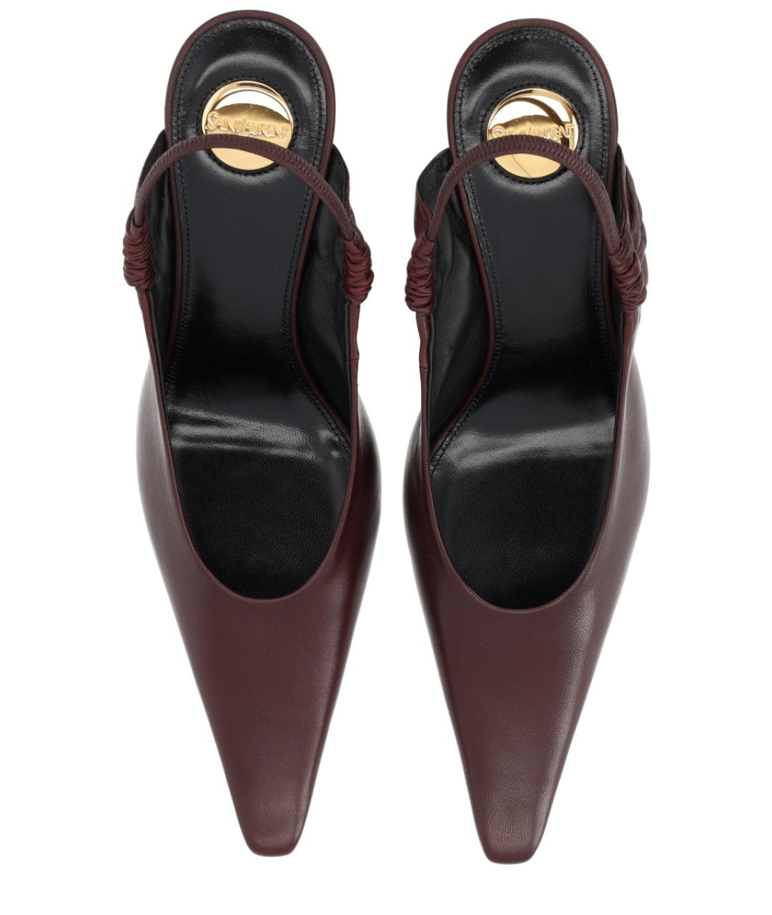 SAINT LAURENT Коричневые кожаные туфли, фото 5