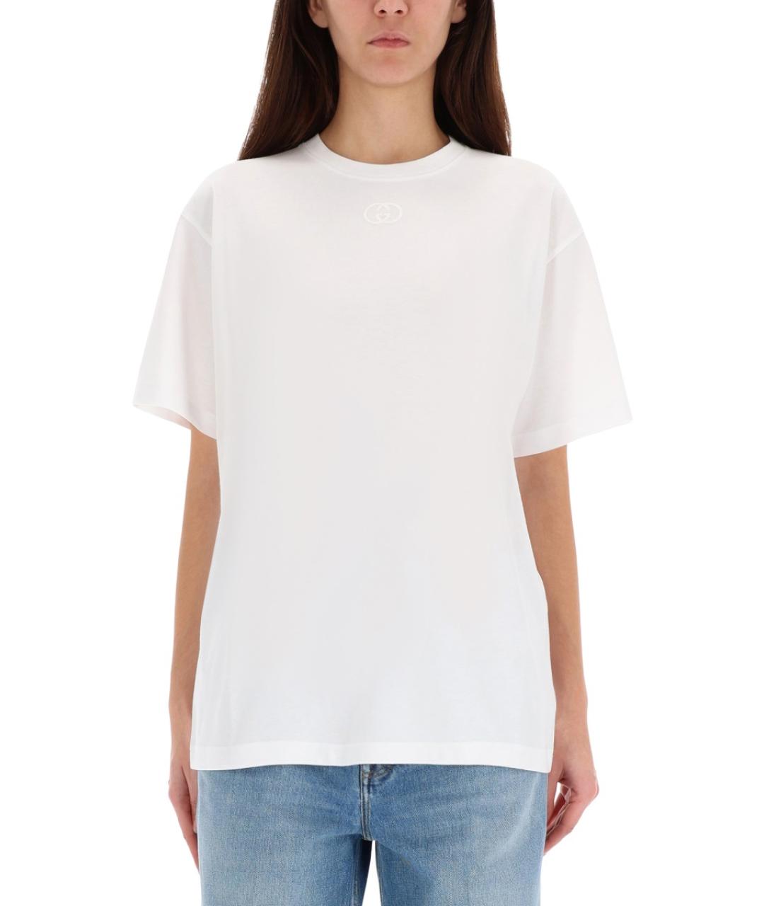 GUCCI Белая хлопковая футболка, фото 1