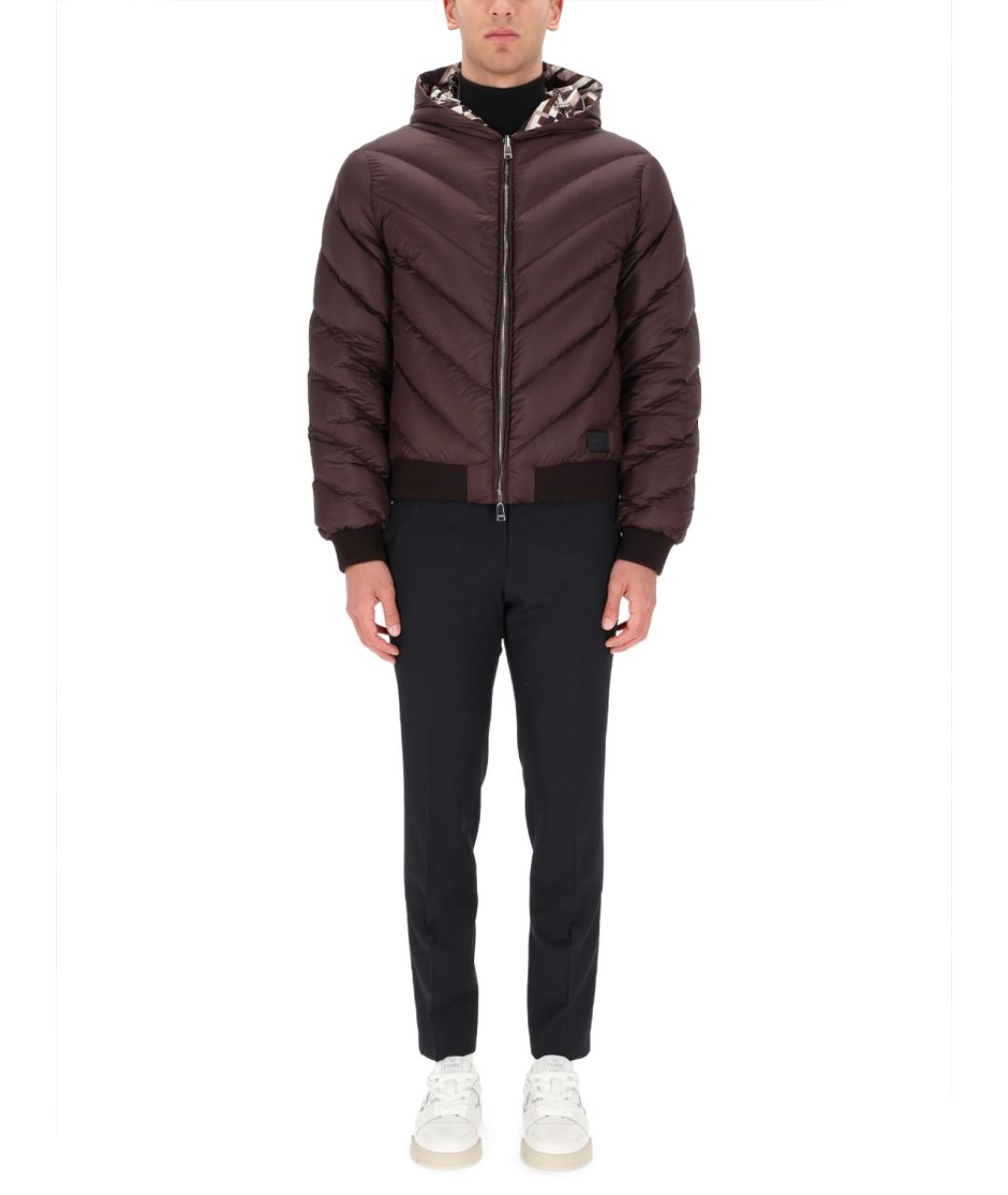 FENDI Коричневая полиамидовая куртка, фото 5