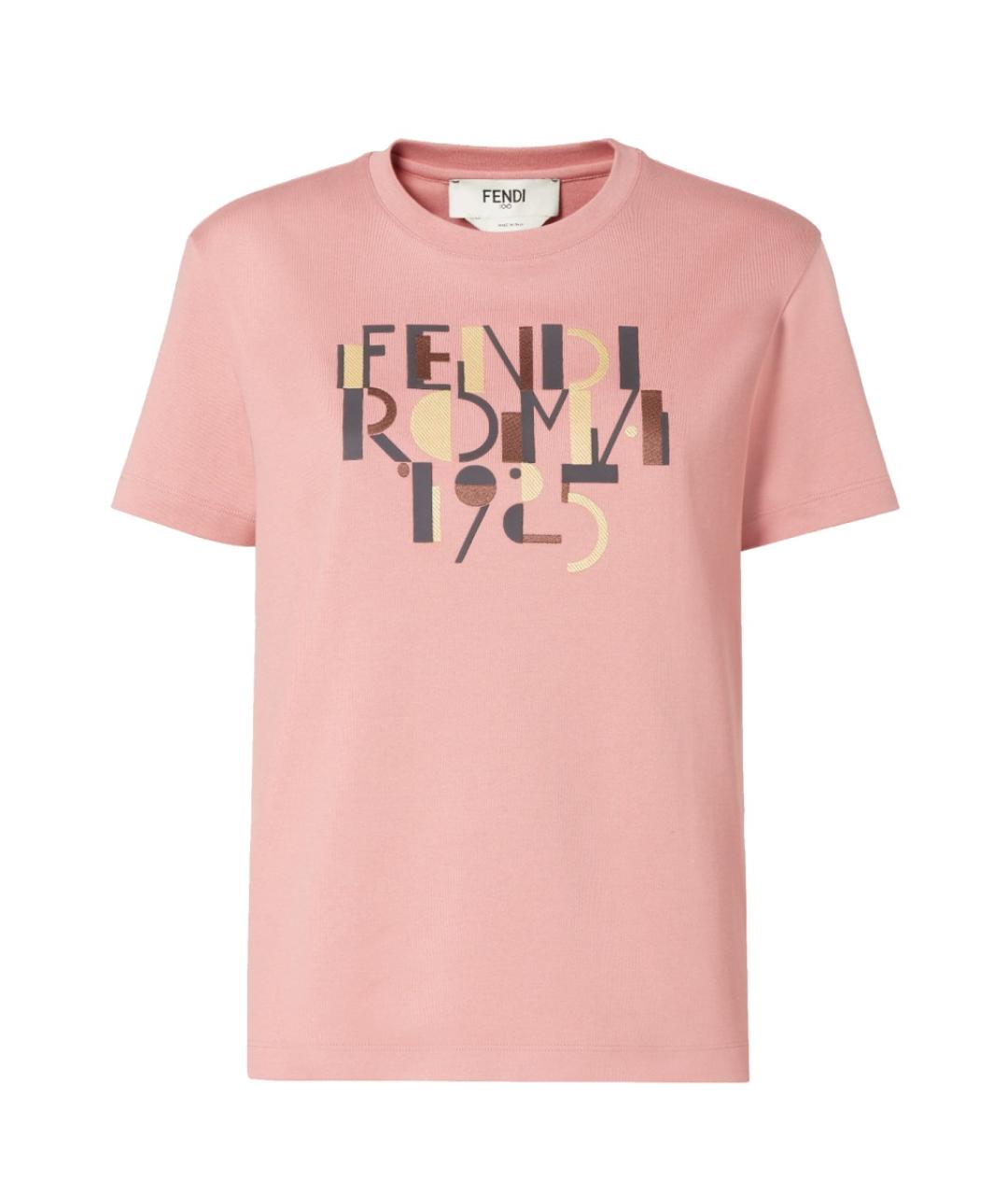 FENDI Розовая хлопковая футболка, фото 1