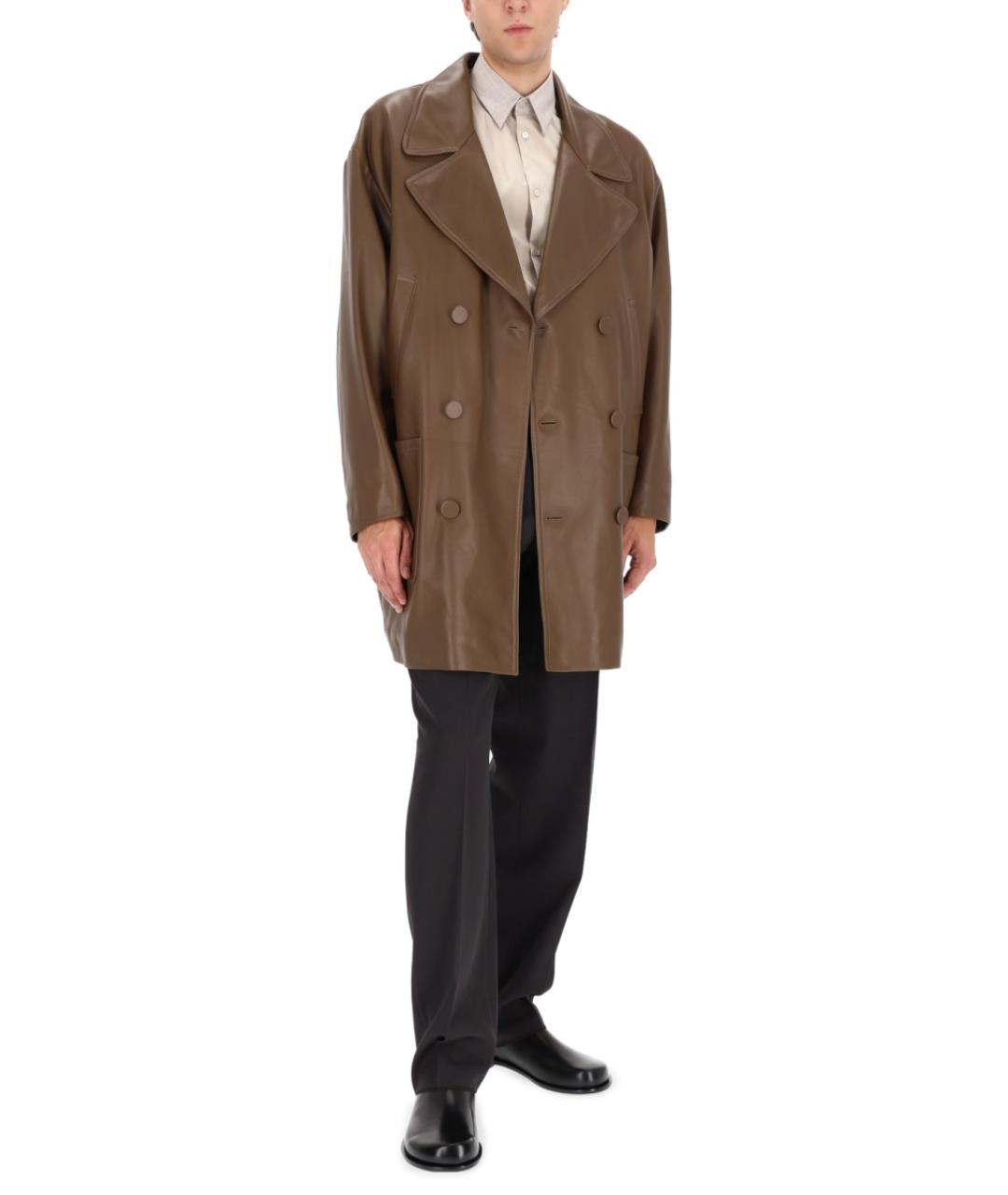 FENDI Коричневый кожаный тренч / плащ, фото 2