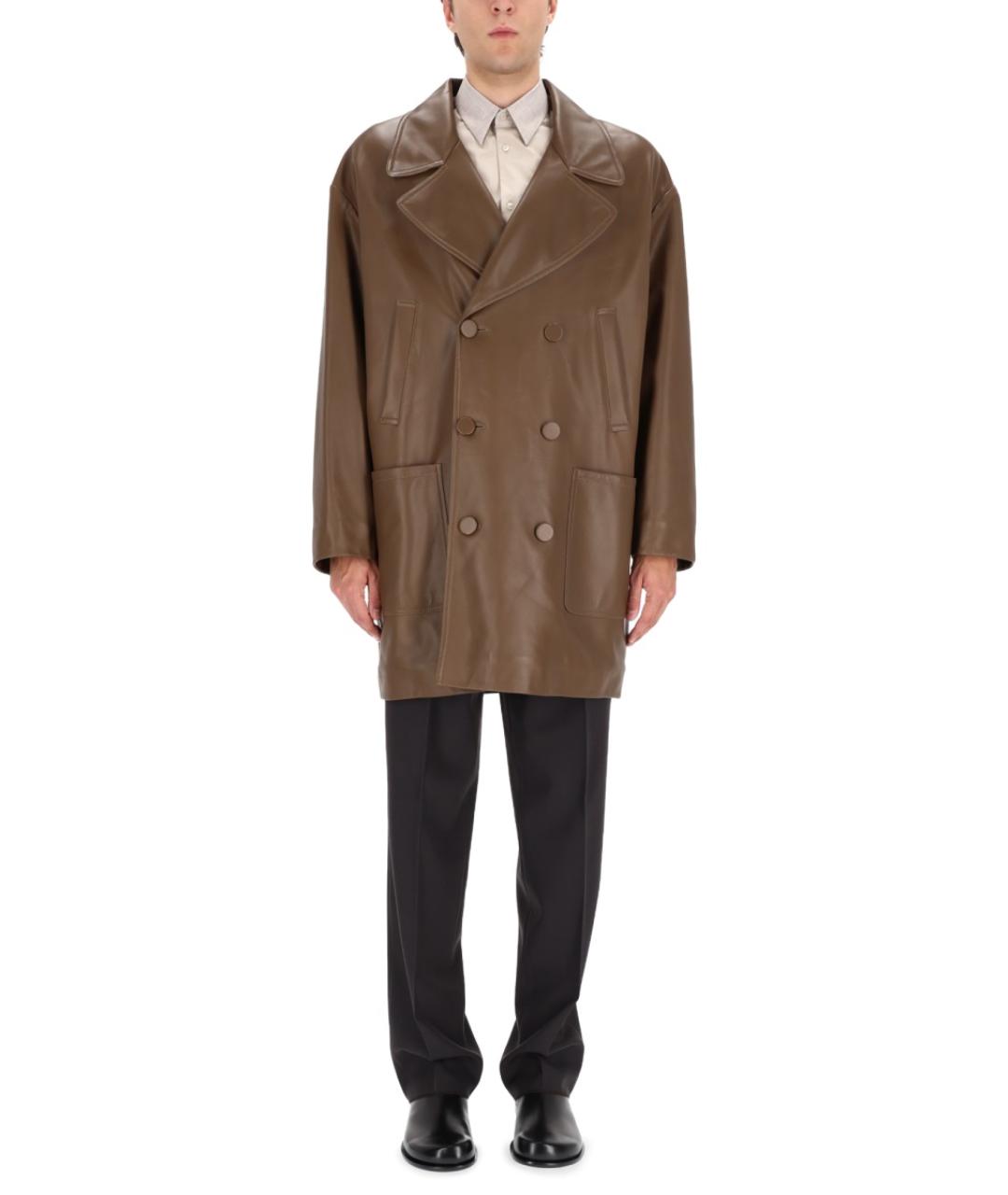 FENDI Коричневый кожаный тренч / плащ, фото 1