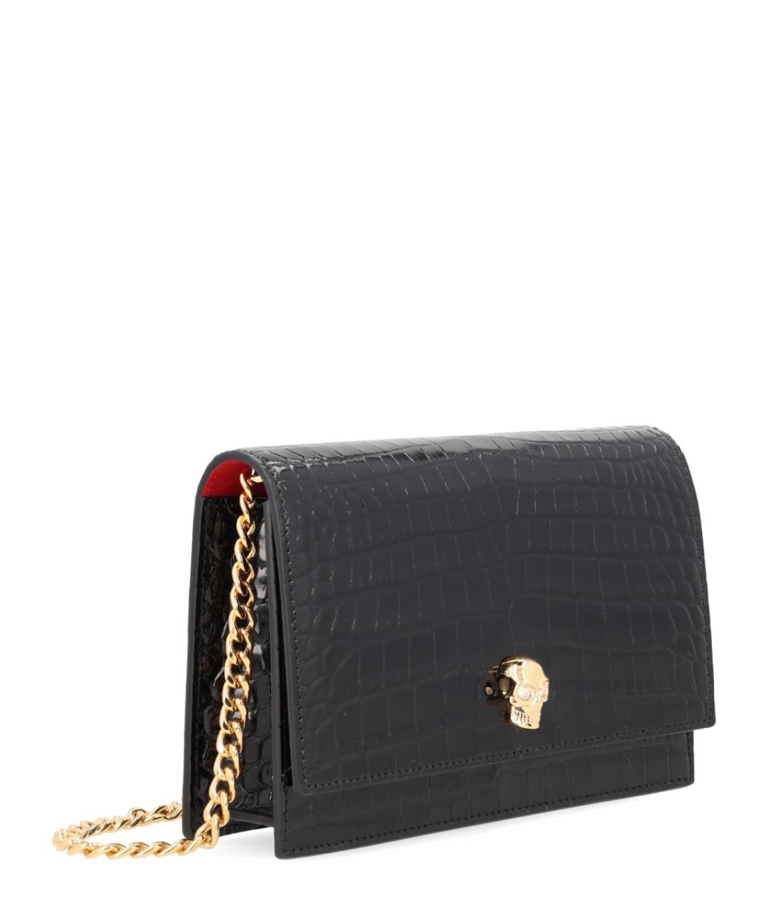 ALEXANDER MCQUEEN Черная кожаная сумка через плечо, фото 2