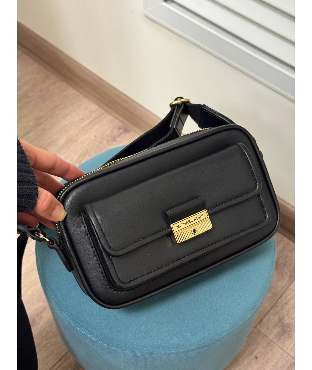 MICHAEL KORS Черная кожаная сумка на плечо, фото 2