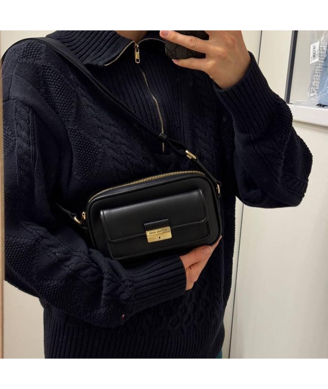 MICHAEL KORS Черная кожаная сумка на плечо, фото 4