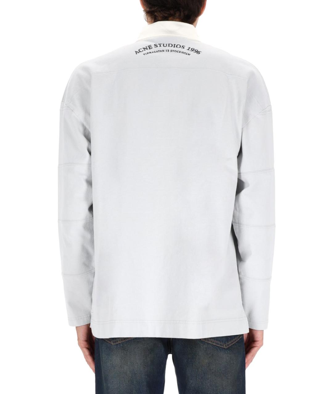 ACNE STUDIOS Серое хлопковое поло с длинным рукавом, фото 3