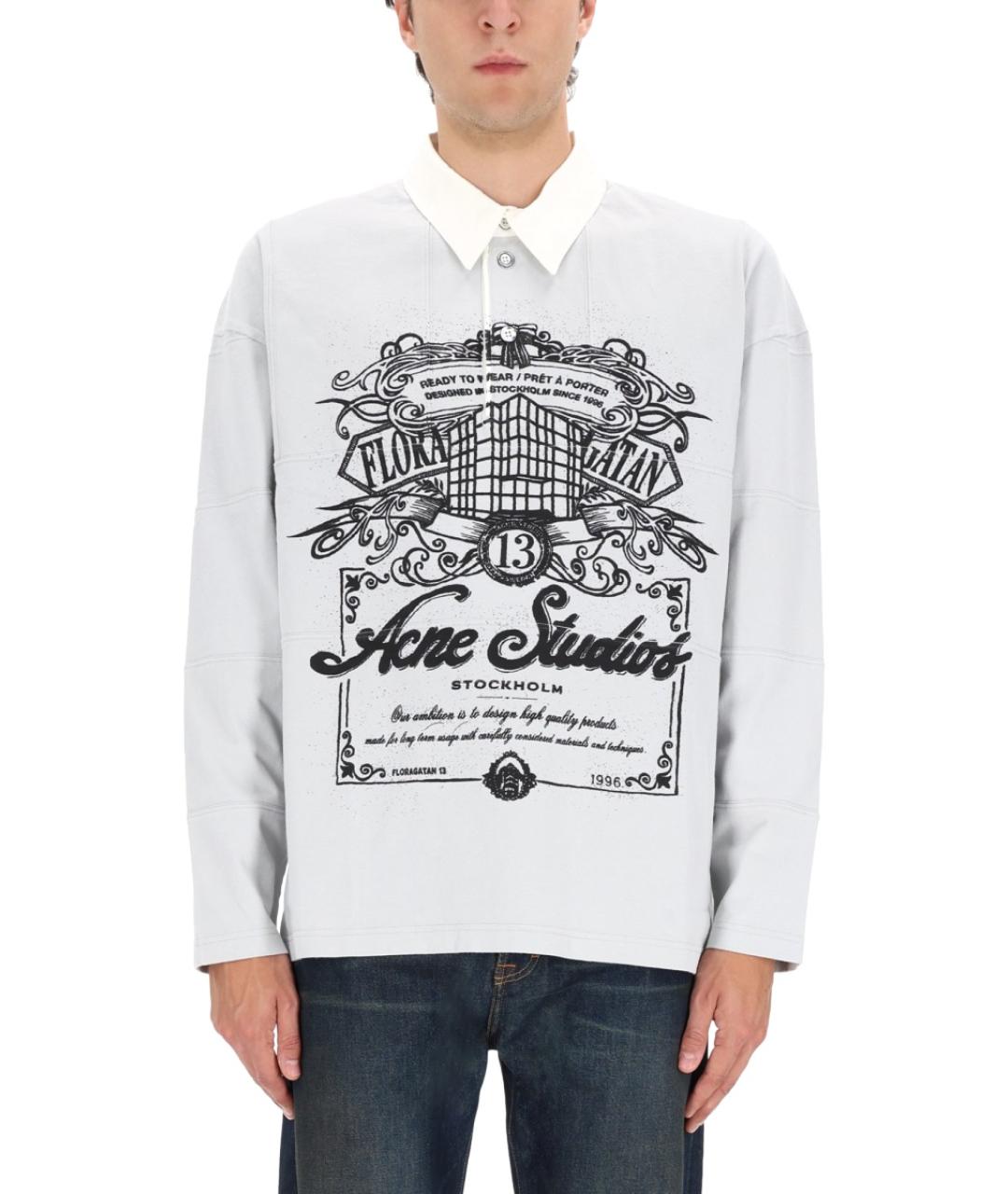 ACNE STUDIOS Серое хлопковое поло с длинным рукавом, фото 1