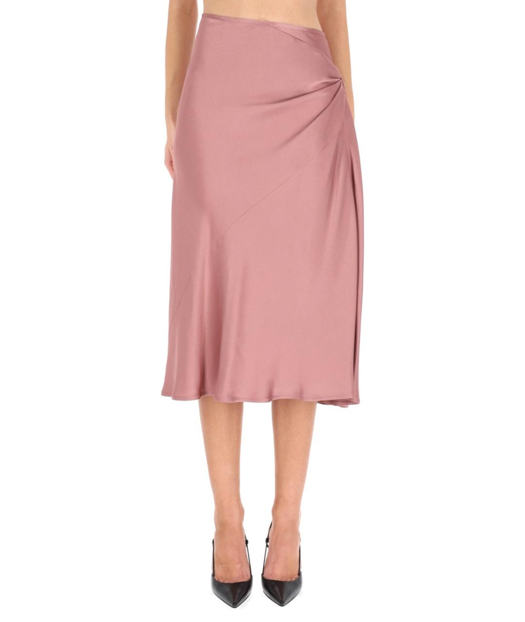 DRIES VAN NOTEN Розовая ацетатная юбка миди, фото 2
