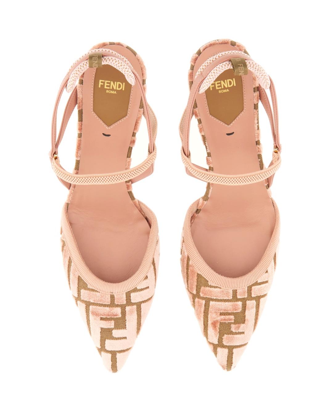 FENDI Розовые текстильные туфли, фото 5