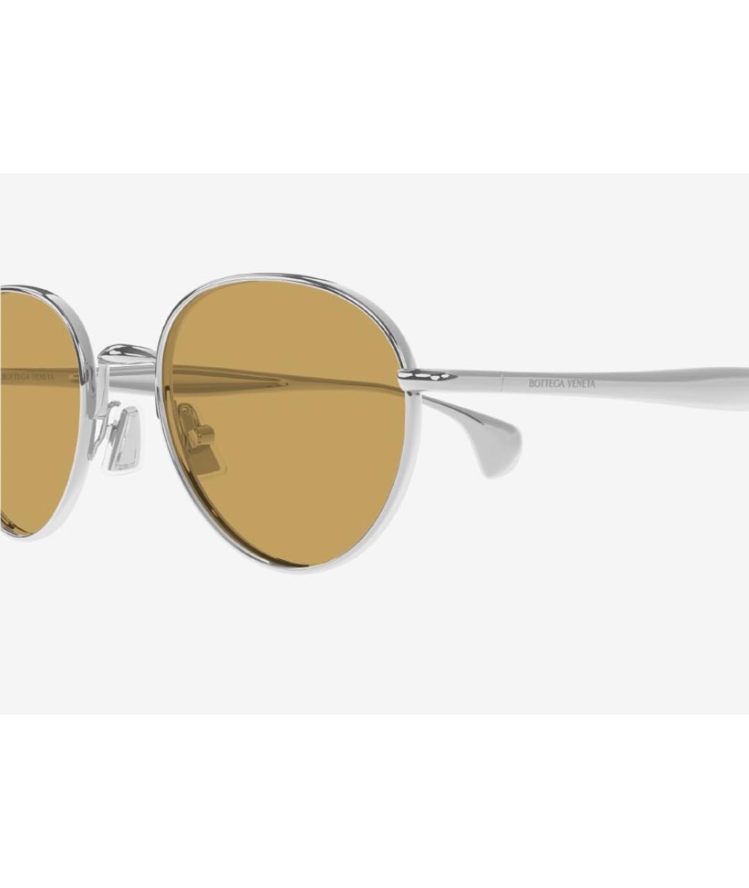 BOTTEGA VENETA Серебряные металлические солнцезащитные очки, фото 3
