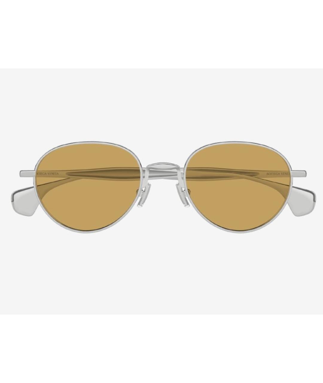 BOTTEGA VENETA Серебряные металлические солнцезащитные очки, фото 2