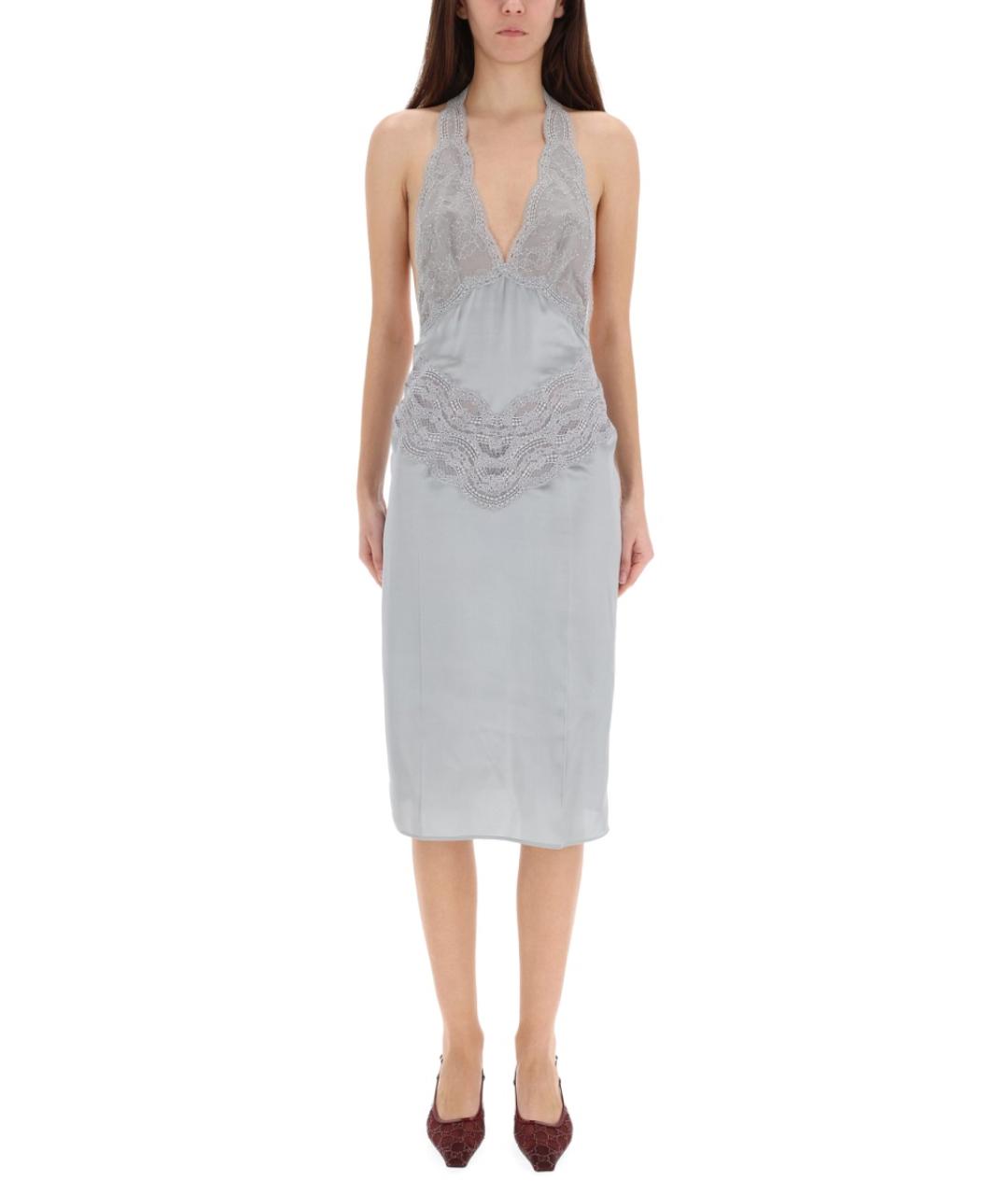 GUCCI Серое шелковое платье, фото 1